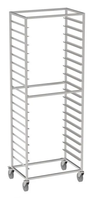 Stainless steel stud trolley for trays, 600x400 mm 18 levels (wide side loading)