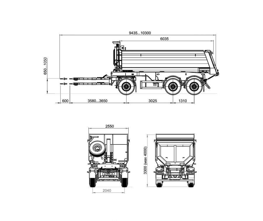 Tonar tipper trailer mod. 85792 with axles of Tonar production mod. 90424