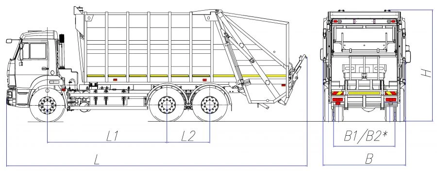 Rear-loading rubbish truck model MK-4541-07