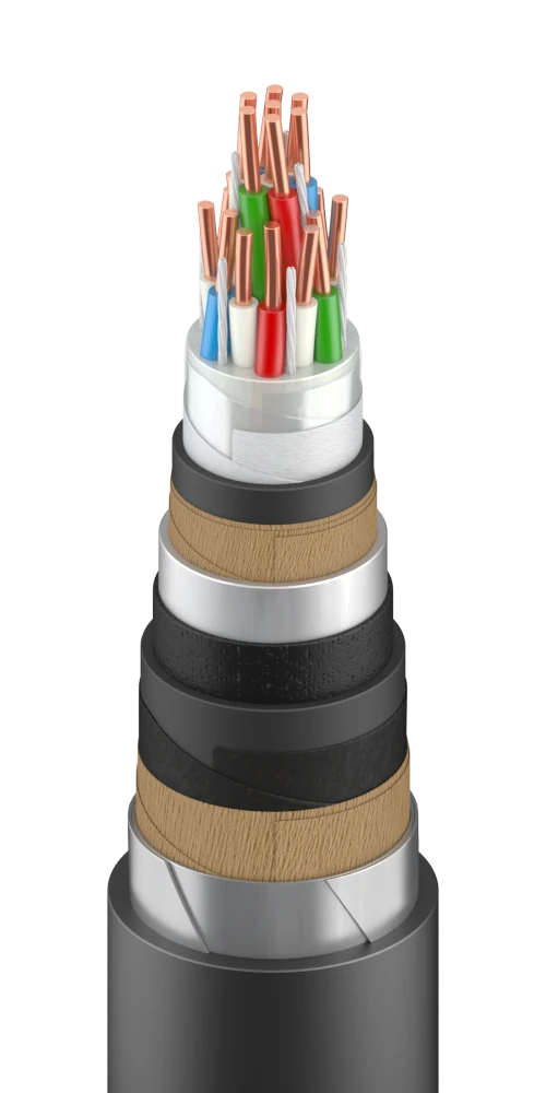 Cables for signalling and interlocking with polyethylene insulation in metal sheath with hydrophobic filling of core, m