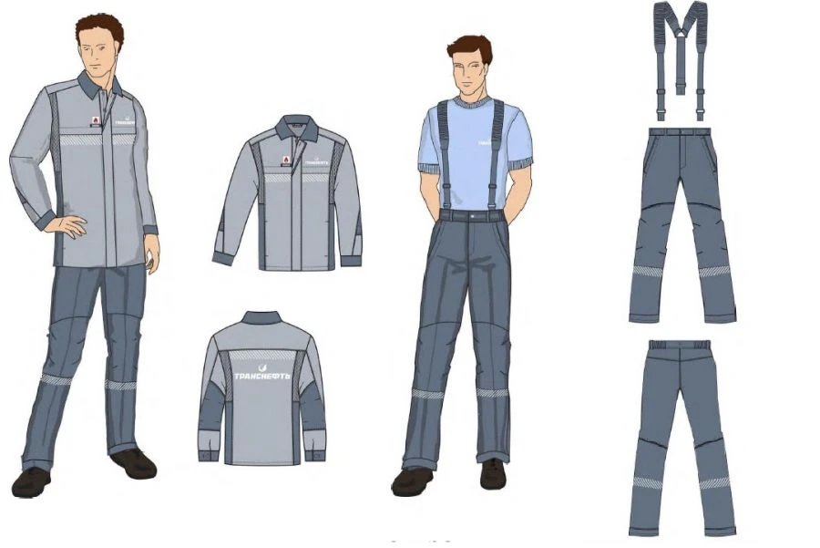 Men's sets for engineers (jacket-shirt, trousers) special for employees of the organisations of the system "Transneft" for prote