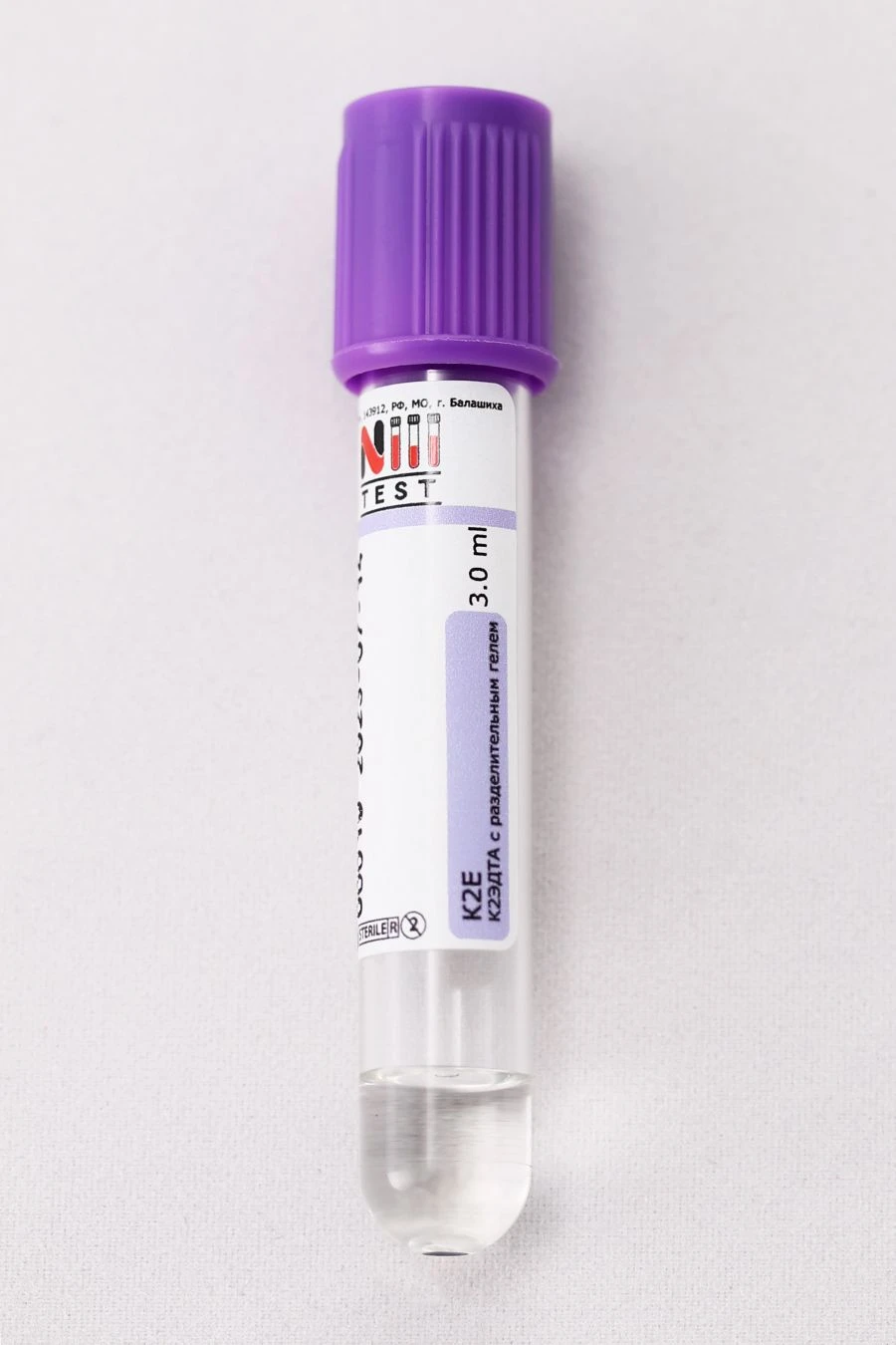 Vacuum sterile tube for blood sampling "NIII TEST" with filler in 13*75 mm version, 1,0 ml, K?EDT.