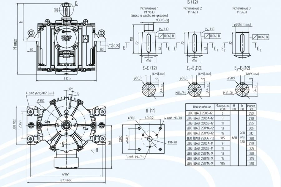 Vertical asynchronous explosion-proof electric motors of series DVVV 250 with power not more than 7,5 kW