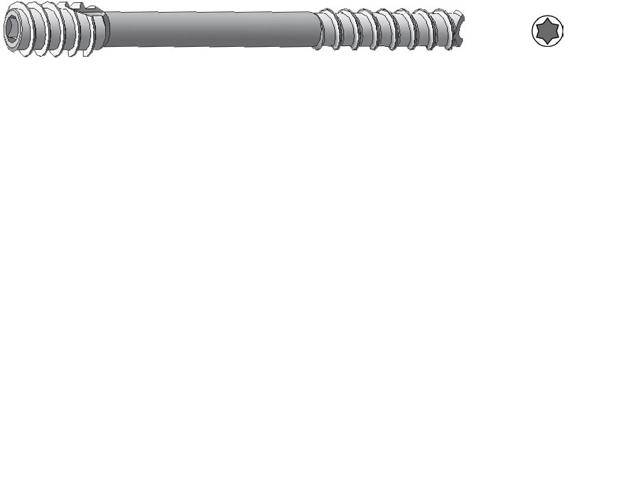 Cannulated compression screws Ø 2.5/3.3 mm, length 10 mm to 50 mm, 2 mm pitch, item No. 472.0XX-T6