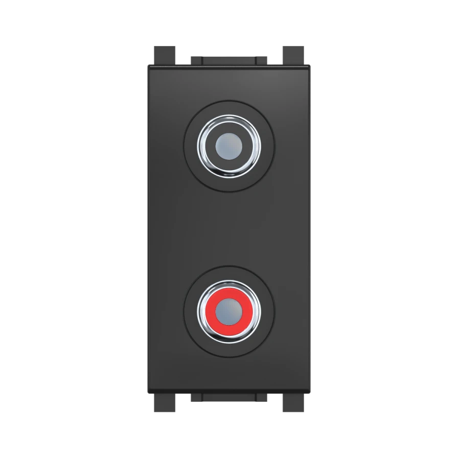 CADUCEUS ALING Experience Flush-mounted audio socket 2xRCA, 1M, black (soft touch), art. no. 74281.S. 74281.?1
