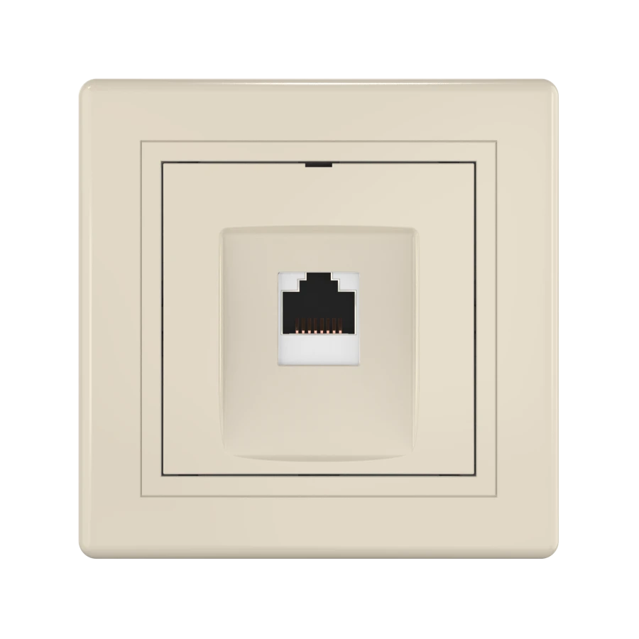 CADUCEUS ALING PRESTIGE Flush-mounted computer socket with Keystone RJ45 8P8C cat.6A FTP module, beige, art. 616S.999