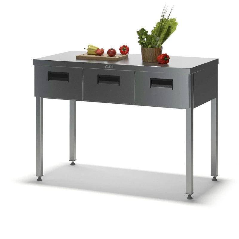 Table pedestal SGD-1 with drawers (stainless steel), without board