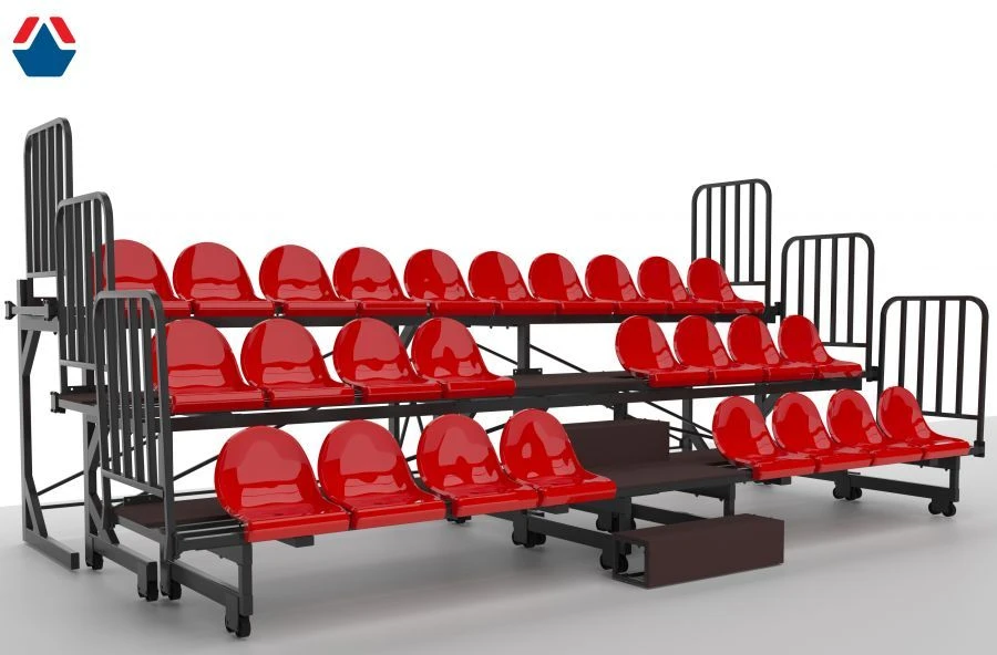 Telescopic 3 row telescopic grandstand with 26 seats (without canopy)