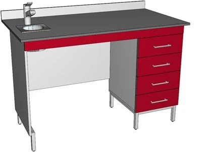 Wall-mounted table for chemical investigations with plumbing STB-2