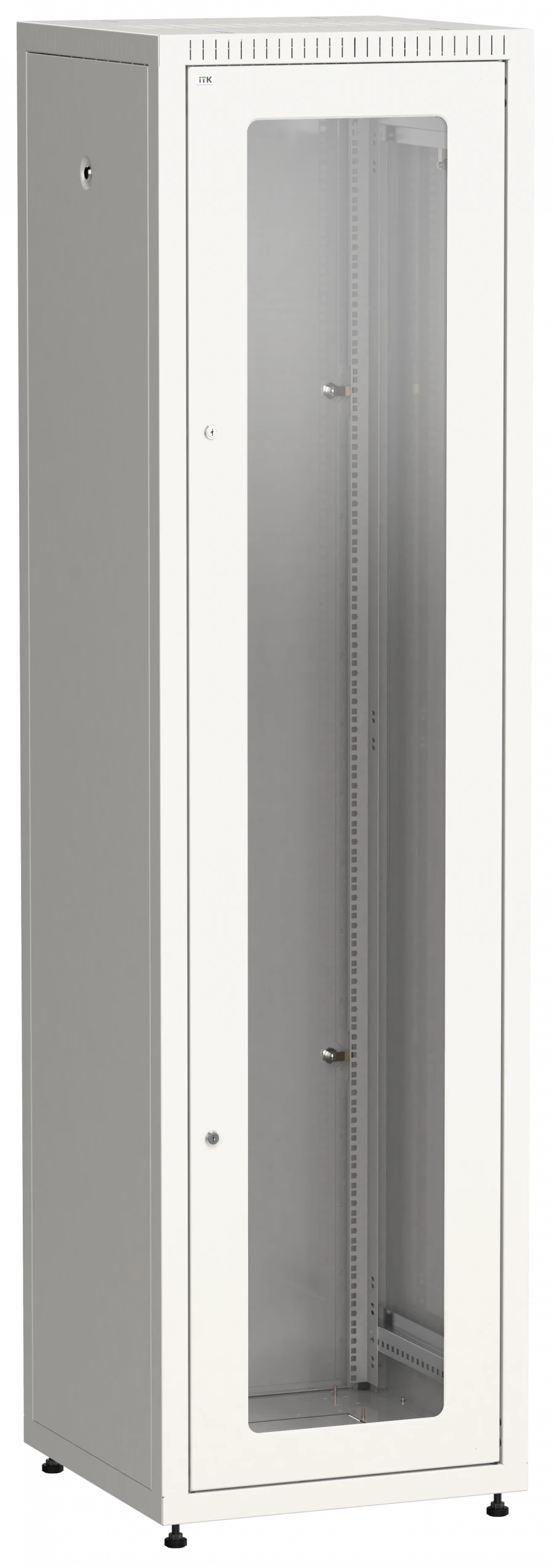 LE35-33U66-GM ITK Cupboard LINEA E 33U 600x600mm doors 2pc glass and metal grey.
