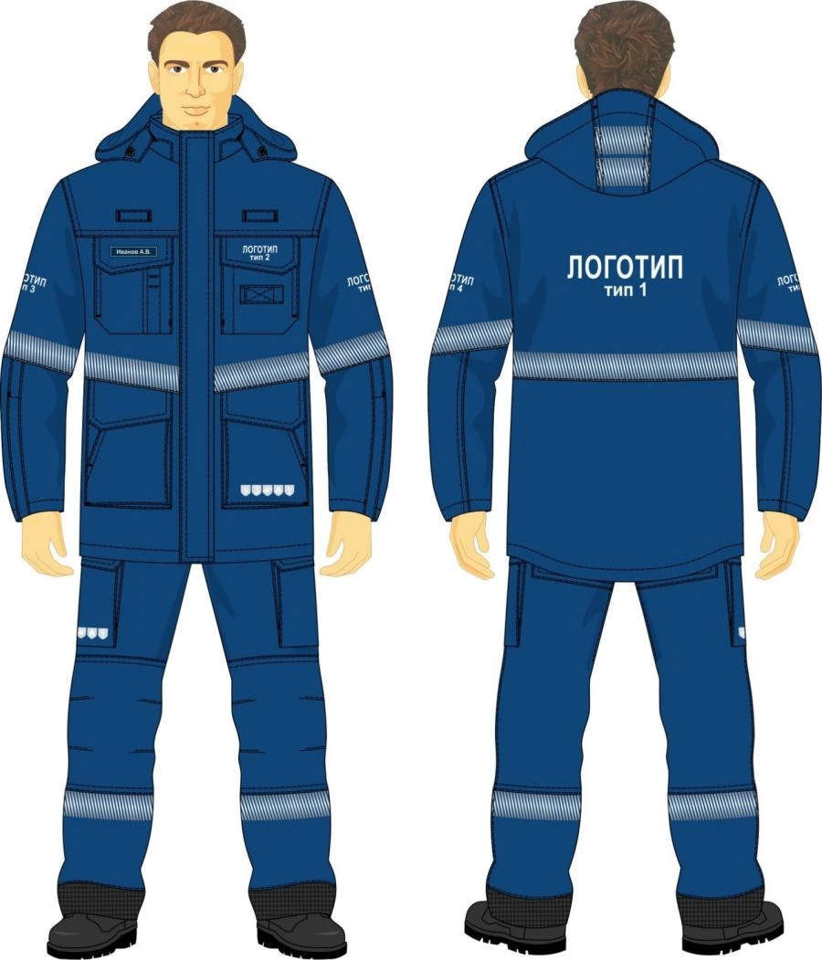 Men's cape jacket in the corporate style of PJSC Gazprom Neft for protection against thermal risks of electric arc, elevated tem