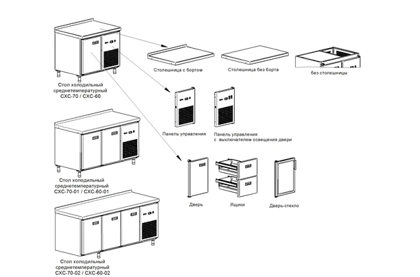 Refrigerated medium-temperature tables (counters) ???-60
