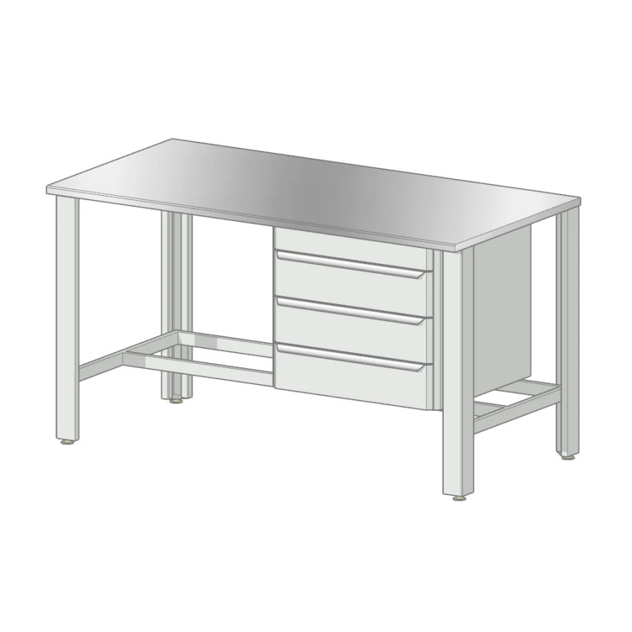 Locksmith workbench with 304 stainless steel worktop and drawer. 1500x750 mm. (height 850 mm)
