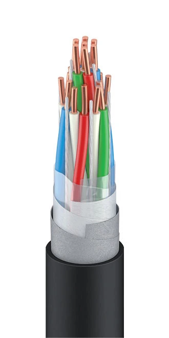 Cable for signalling and interlocking, with water-blocking elements, not spreading combustion, in sheath or protective hose
