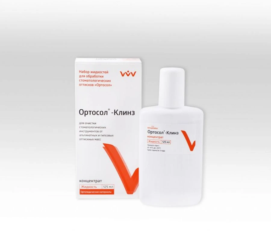 Liquid for cleaning dental instruments, alginate and plaster impression masses Orthosol-Klins concentrate 125 ml