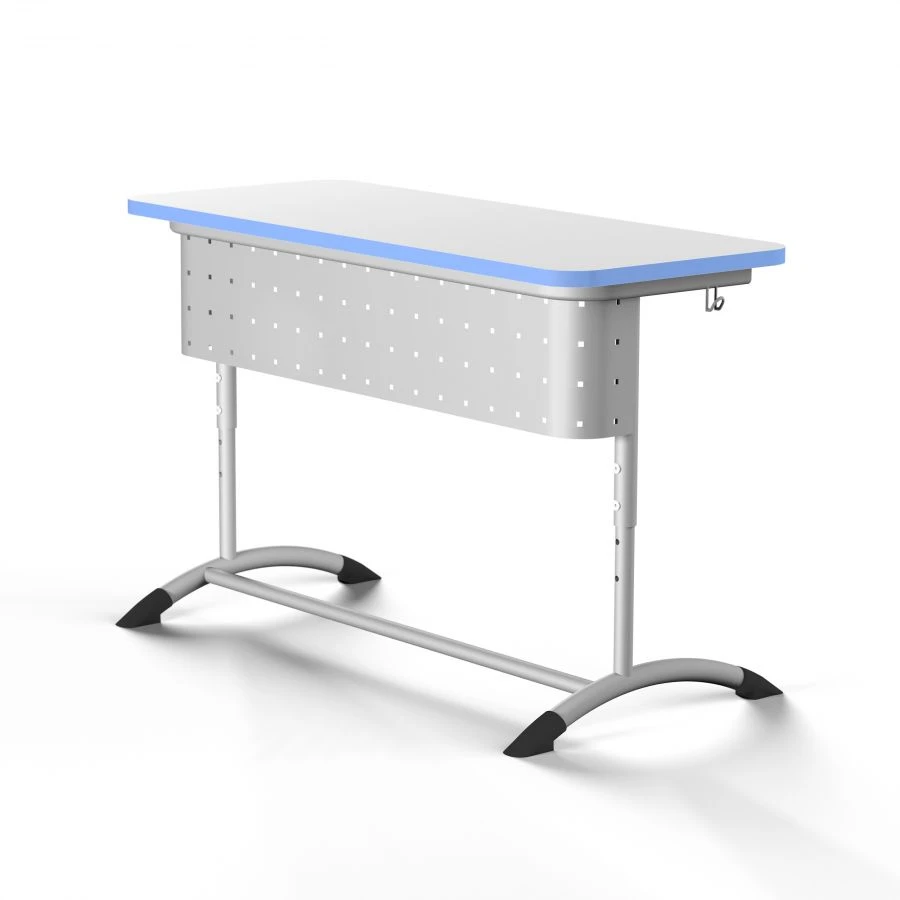 Two-seat height-adjustable pupil's desk with adjustable table top tilt, SURN-2