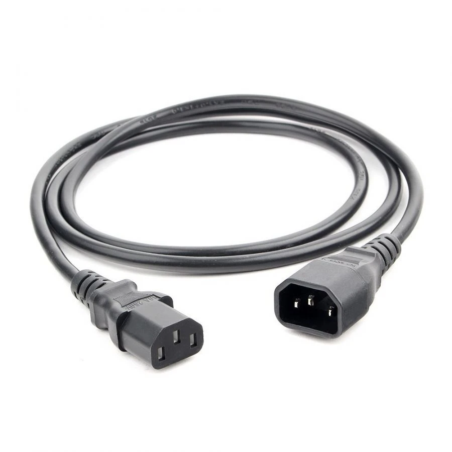 Power cable PVS-AP 3*0,75 C13C14-250-10-1,8, black, 1,8 m, C13-C14, 3x0.75, 10A, with grounding, Russia