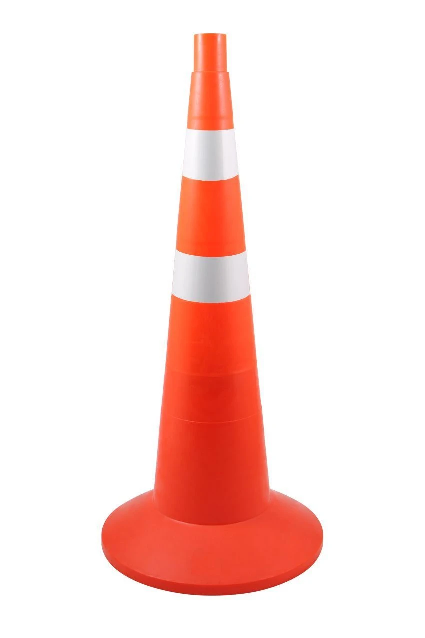 KS-3.8.0 750 mm elastic signal cone (2 upper stripes) with weighting device with 2 white s/o stripes 50 mm each.