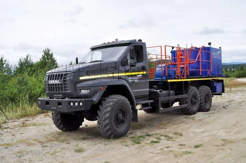 Cementing unit (CA) UZST brand, type UZST01, modification 5870-12 on Ural 55571-6951-16 chassis.