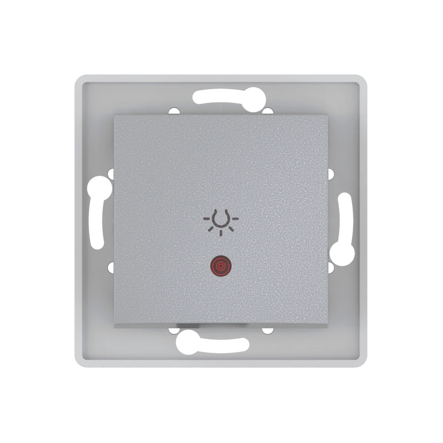 CADUCEUS ALING PRESTIGE Flush-mounted push-button light switch with 10AX, 250V~ indication, silver, article number 6009I.S