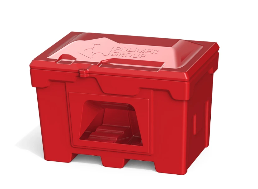 Plastic crate 500 l. with dispenser for sand, reagents and others