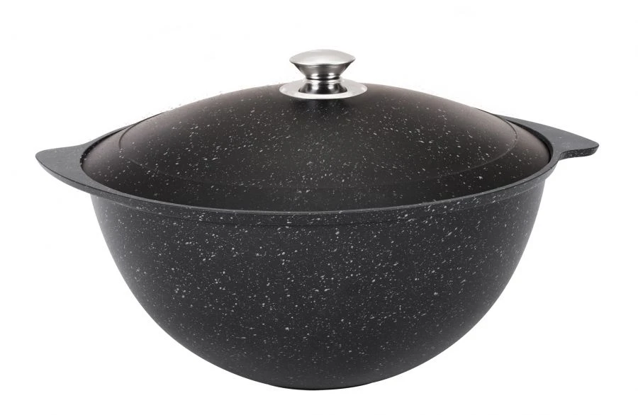9L cast aluminium pilaf cauldron (with non-stick coating) TM Kukmara, with aluminium lid, "Marble" line