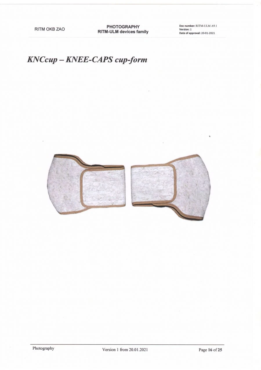 Therapeutic multilayer device on the basis of metallised film "RITM-ULM" / Patellar kneepads "cups".