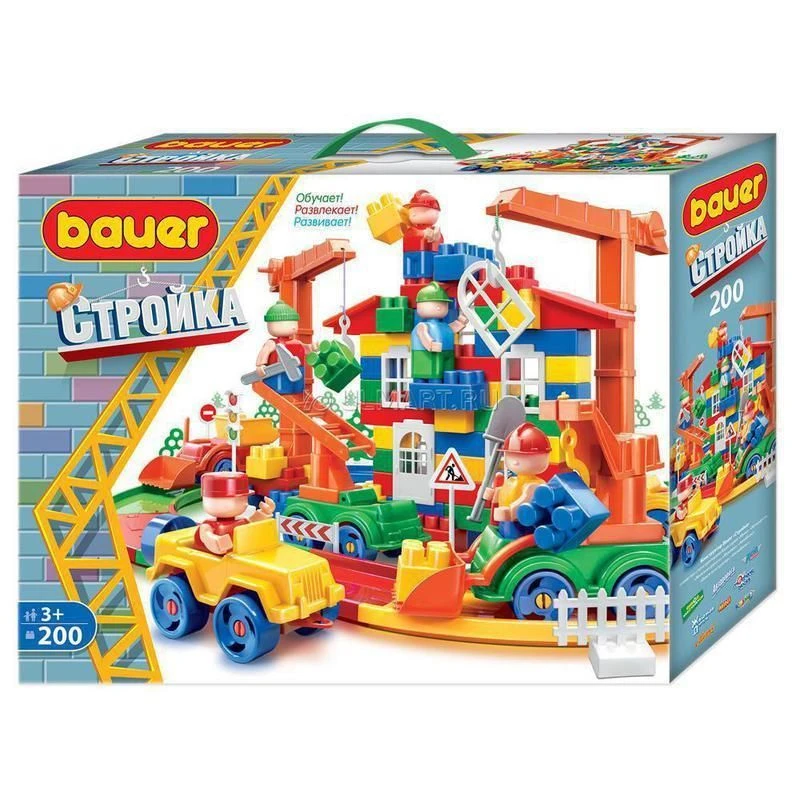 Bauer children's educational construction toy "Construction" 200 pieces in a box, article 203