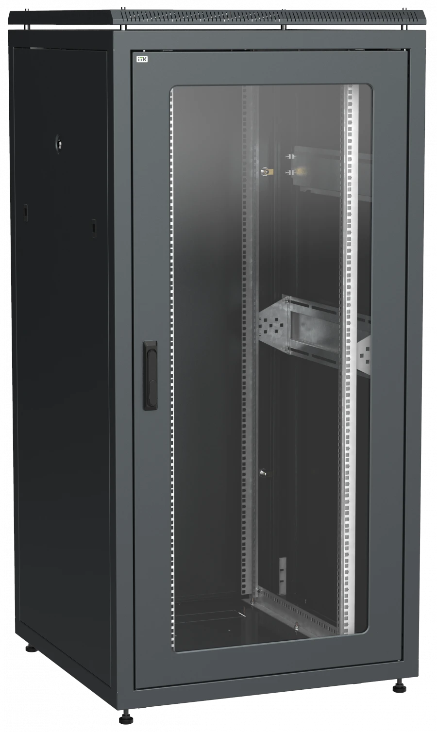 LN05-33U88-GM ITK LINEA N 33U 800x800mm glass, perforated door, rear metal, black.