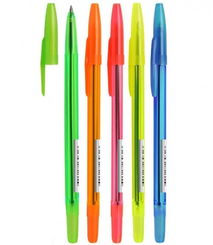 STAMM 511 blue ballpoint pen with 1.0mm oil-based rod, NEON transparent