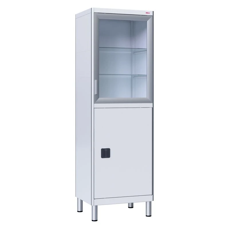 ??-01-"???" (???-7645.12) Medical cabinet two-sectional, one-wing, made of aluminium profile and carbon steel, with glass
