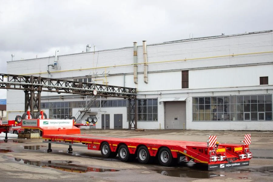 Semitrailer Tverstroimash 993941 modification 0021 - platform sliding lengthwise with ramps