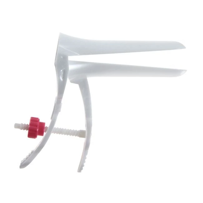 Gynaecological polymeric gynaecological mirror according to Cusco ? 1 (S) white with central screw fixator of single use sterile