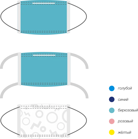 Medical protective mask disposable sterile spunbond three-layer spunbond with ties blue 50 pcs.