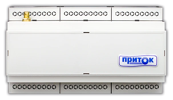 Security and fire controller Pritok-A-KOP-04D, for installation on Din rail.