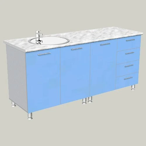 Three-door sink cabinet with four drawers model M-10