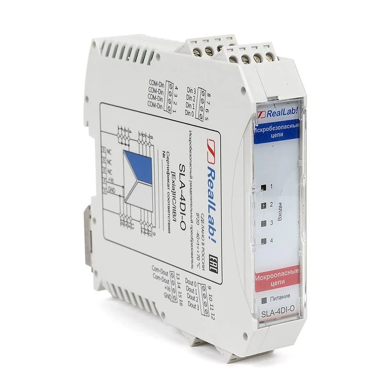 SLA-4DI-O Intrinsically safe discrete signal separator converter with open drain outputs