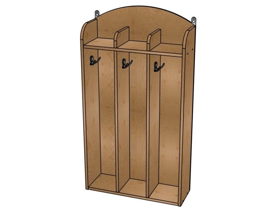 Towel rack No.1 ''Moidodyr'', plywood (varnish), 3 cells/ ??44