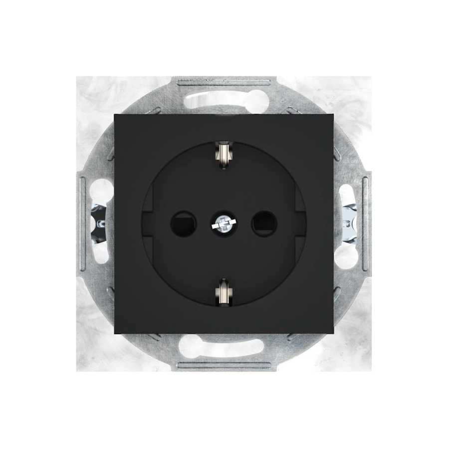 CADUCEUS ALING PRESTIGE flush-mounted socket with grounding socket with ceramic base 16A, 250V~, black (soft t