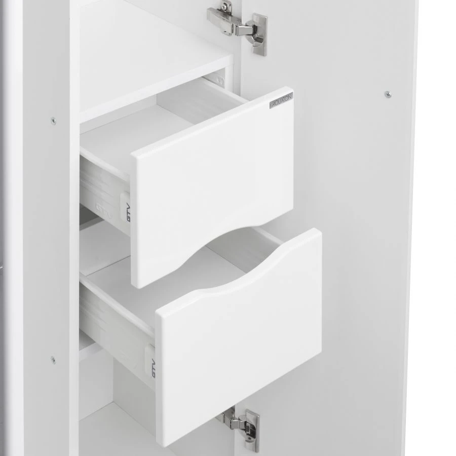 Cabinet - column Aquaton Simple double-leaf cabinet with linen basket white 1A137403SL0101.A137.4.03S.L01.0