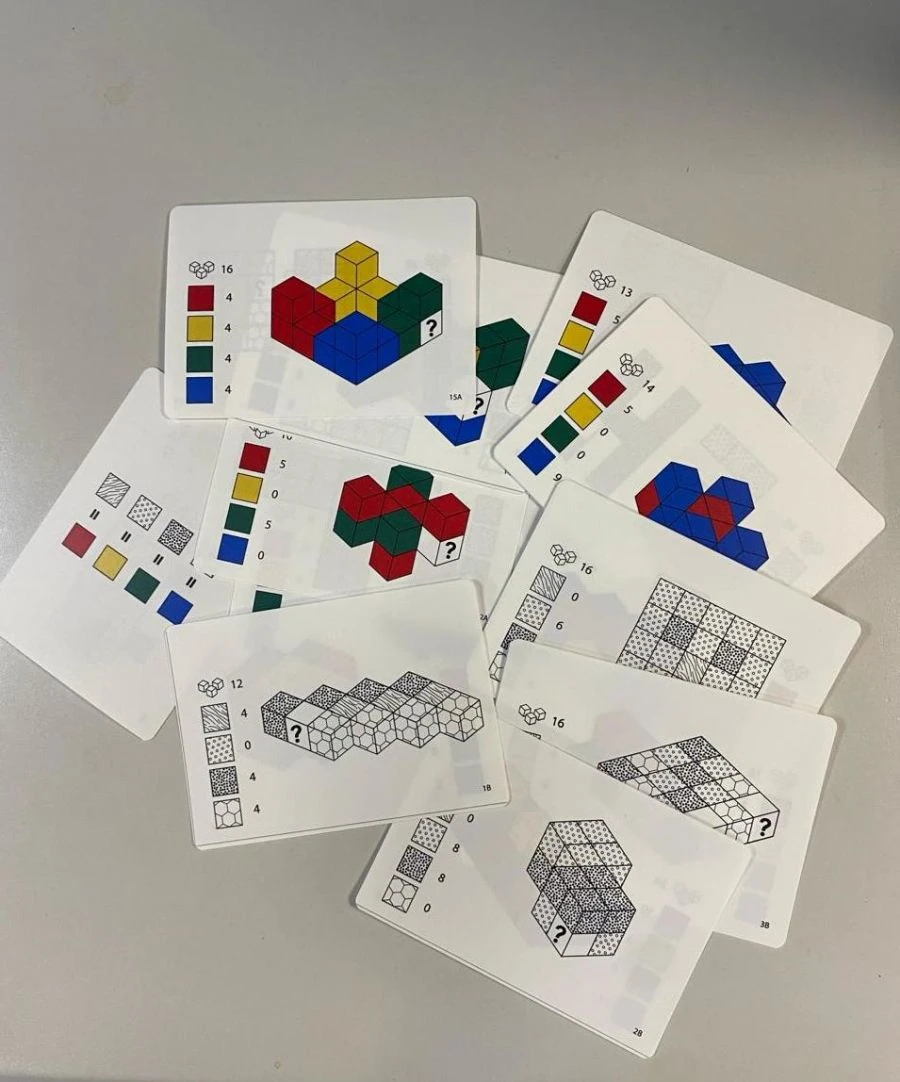 Task cards for wooden coloured cubes