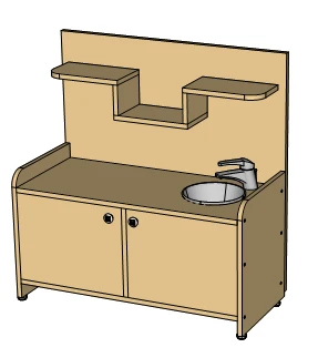 Wooden furniture for preschool institutions: Play kitchen.
