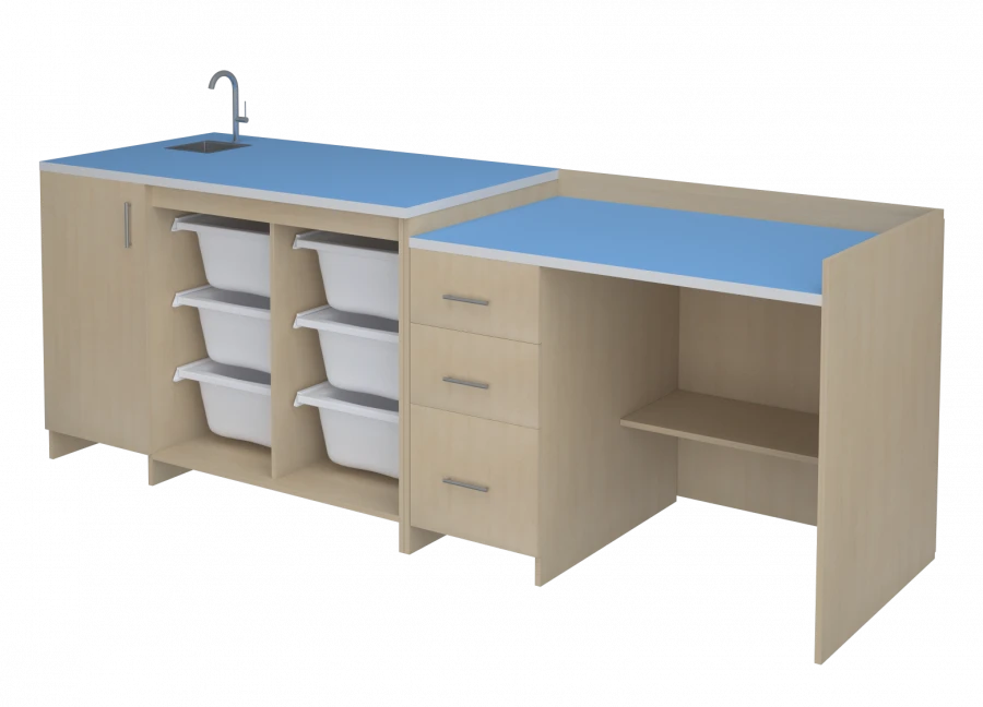 Demonstration table with sanitary equipment AGAT 01.09.03