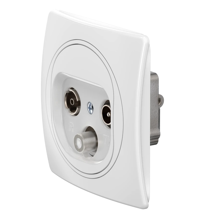 CADUCEUS ALING EON Flush-mounted aerial TV/FM/SAT socket, white, Art. No. E612S.00