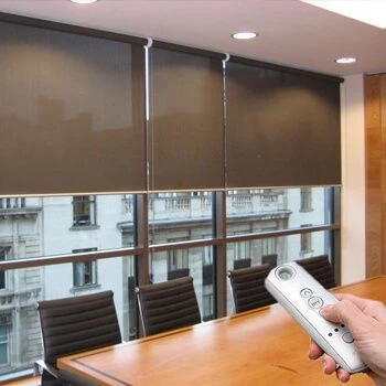 Roller blinds with electric motor and remote control