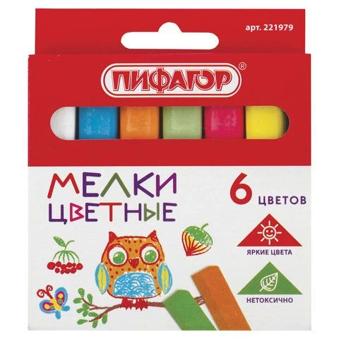 PIFAGOR coloured chalk, set of 6 pieces, square