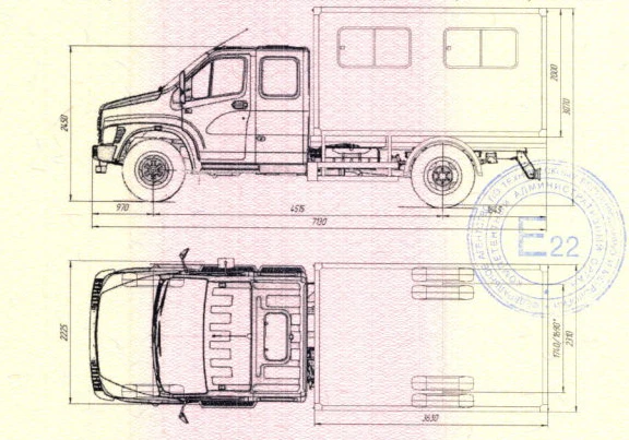 Side & top view — dual-cab variant