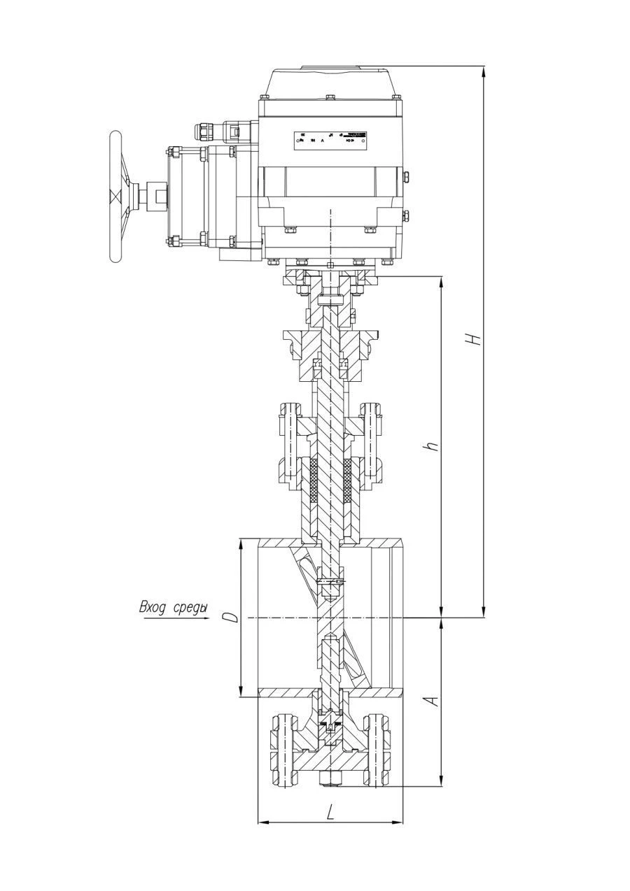RK 110M series disc gates DN 100 to 250 mm, Pp up to 6,3 MPa, medium temperature up to 450?C under electric actuator