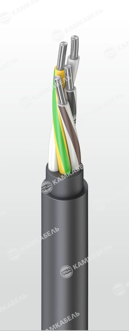Power cable with aluminium conductors insulated with polyvinylchloride plasticate of reduced fire hazard for voltage , 66