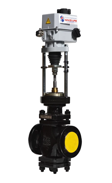 Double-seat regulating valve with electric actuator, type KR double-seat with IMI; DN 25-80; PN 16